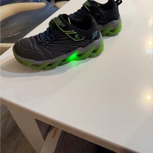 Skechers Kids' Black and Neon Green Light-Up Sneakers